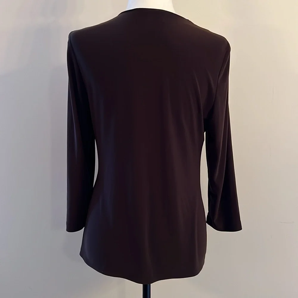 Joseph Ribkoff Brown long sleeve with gold zipper absolutely gorgeous, easy care - Picture 5 of 8